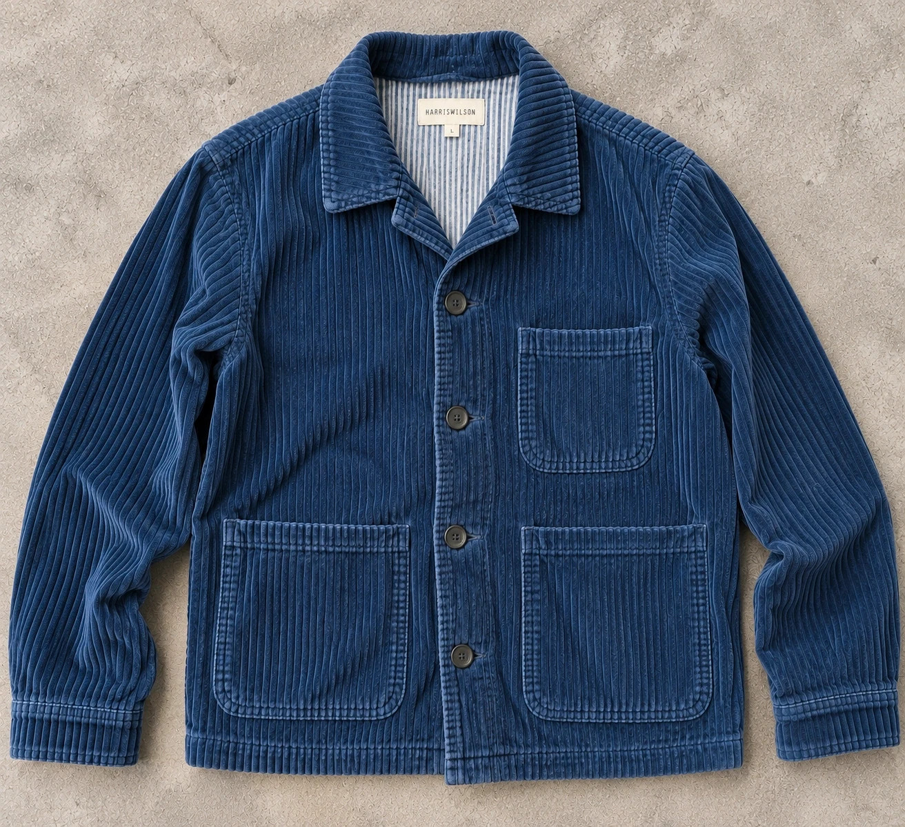 Harris Wilson Turin – Veste Chore Jacket velours côtelé bleu L – Y2K 2000s Heritage