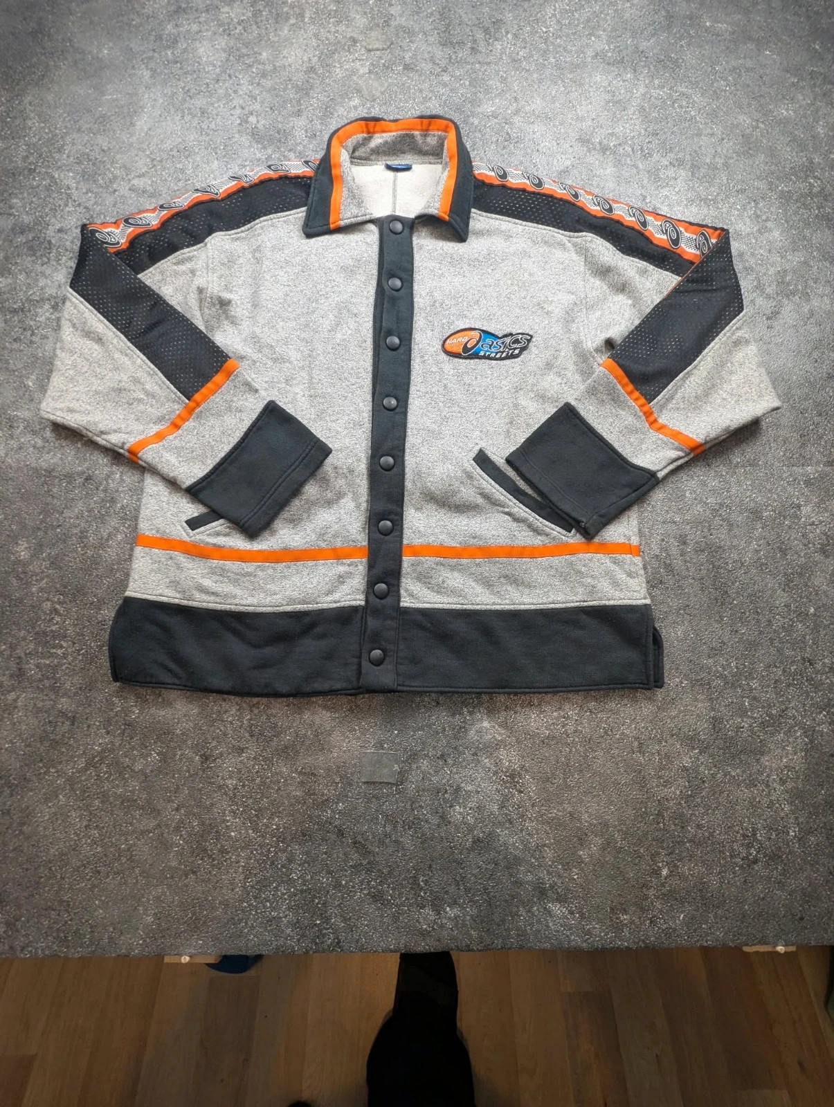 ASICS Streets – Veste sweat Japan Style Y2K 2000s rétro sportswear gris noir orange – S – Asics – taille S 2