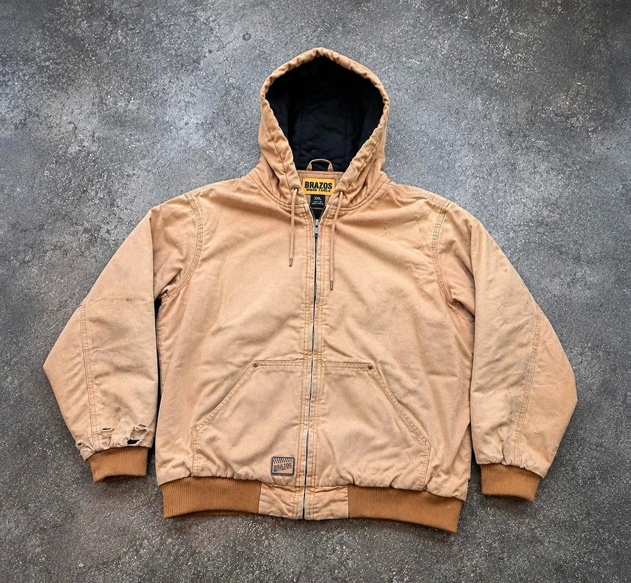 Brazos Work Force Active Jacket 2XL XL oversize Workwear Canvas beige vintage