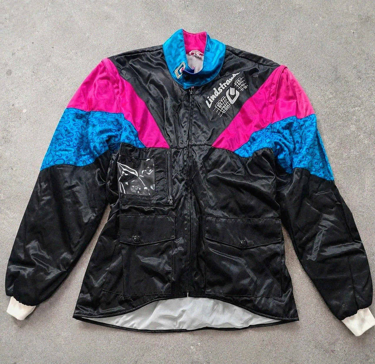 Lindstrands veste technique vintage Made in Finland 80s 90s Crazy Colorblock T50 moto