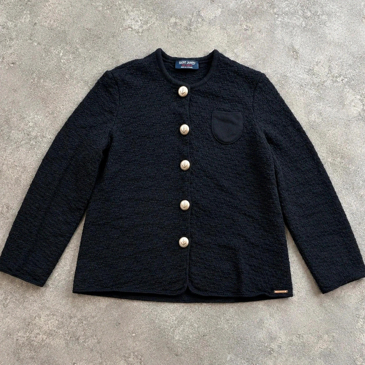 Saint James cardigan gilet pure laine vierge Made in France bleu marine XS / 38