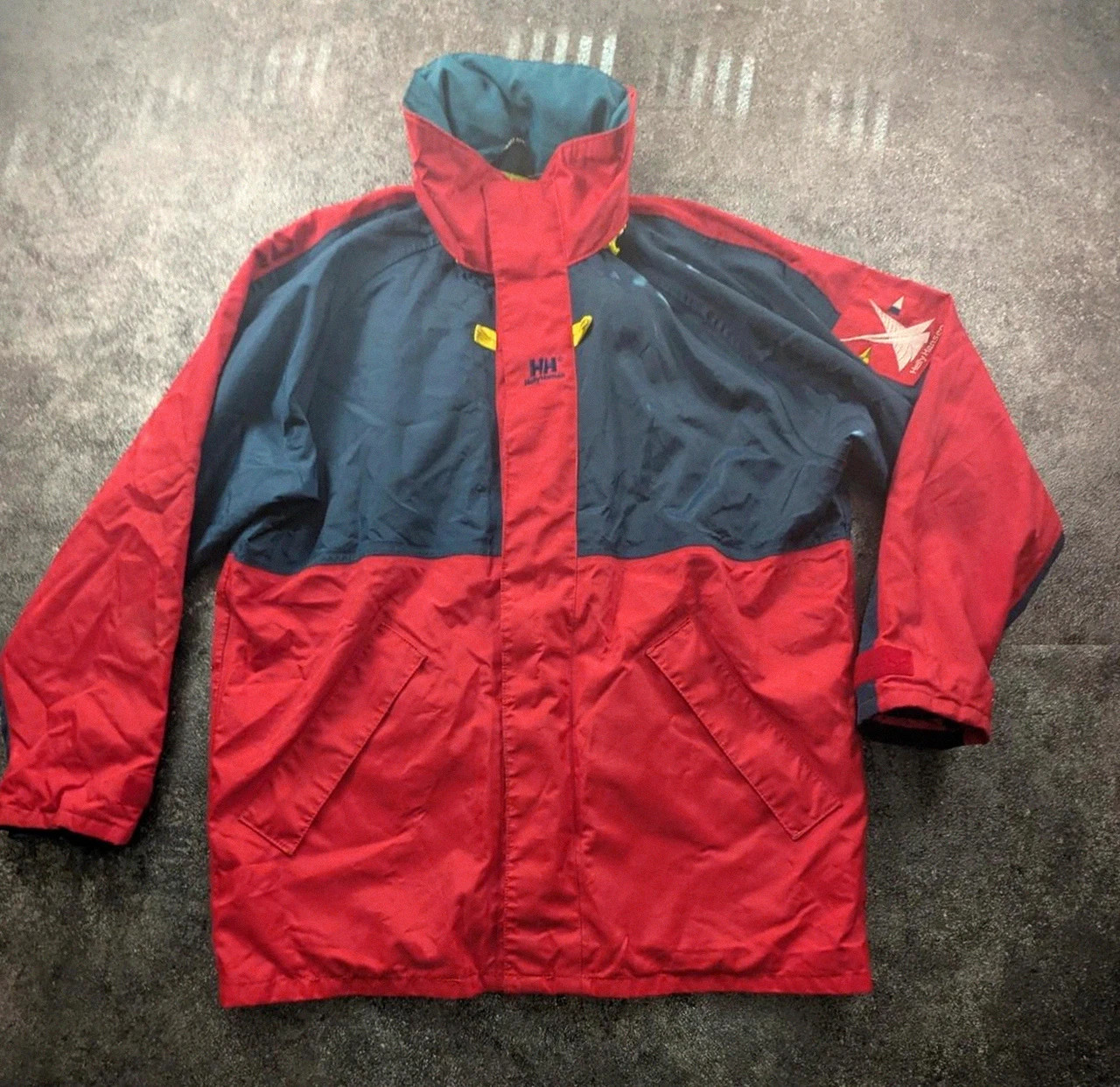 Veste Imperméable Helly Hansen Homme S Oversize Rouge Bleu Capuche Sailing Nautique Vintage – Helly Hansen – taille S 2