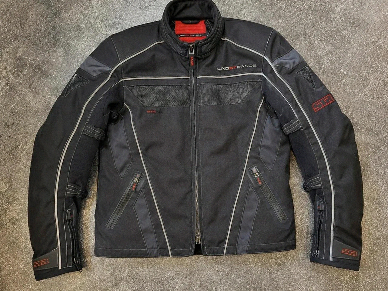 Veste moto Lindstrands Str Hi-Art respirante réfléchissante noir rouge S