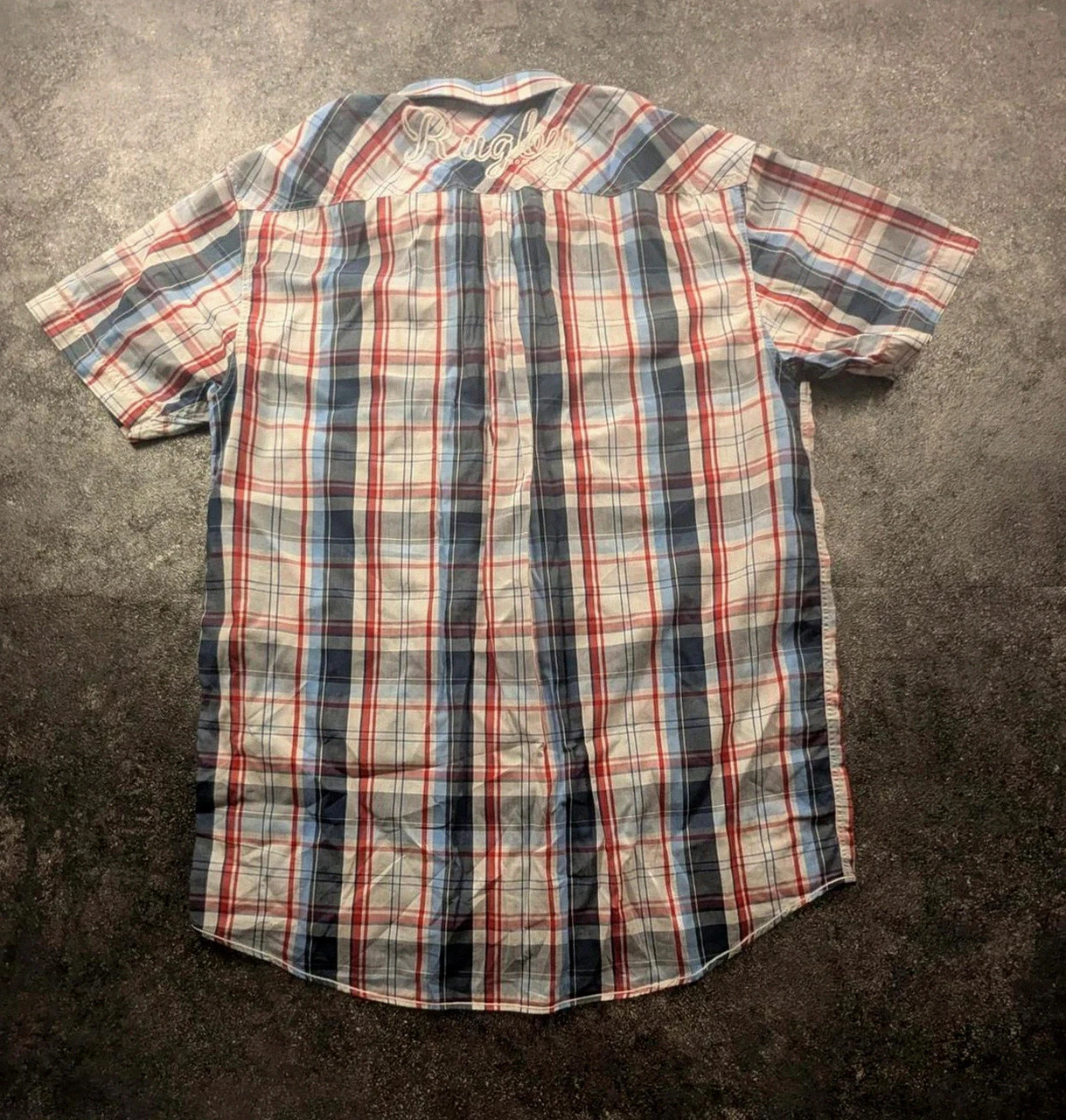 Chemise Homme Kamaté 2XL Carreaux Bleu Rouge Blanc 100 % Coton Manches Courtes Casual Vintage – Vintage Dressing – taille XXL 3