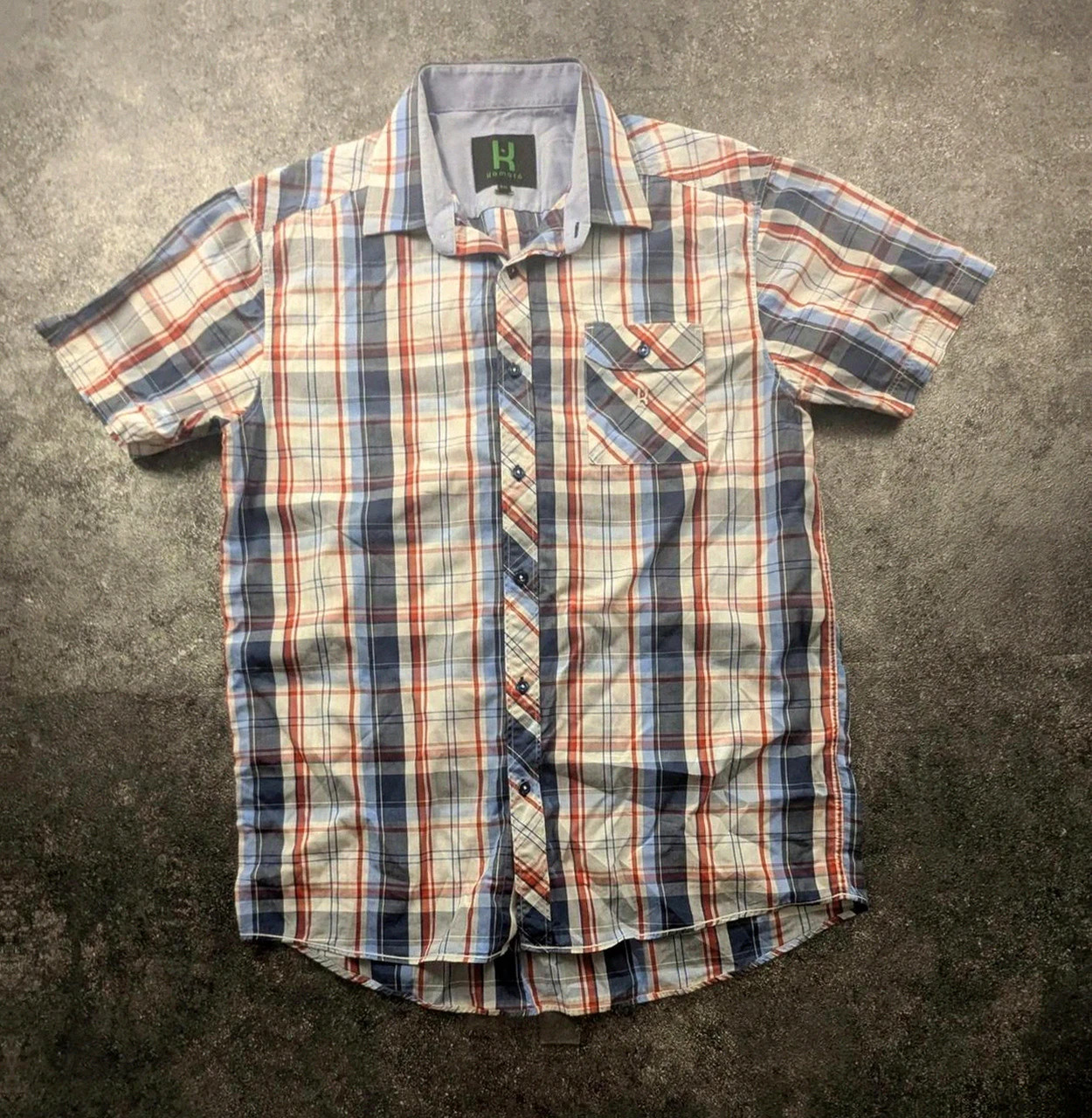 Chemise Homme Kamaté 2XL Carreaux Bleu Rouge Blanc 100 % Coton Manches Courtes Casual Vintage – Vintage Dressing – taille XXL 2