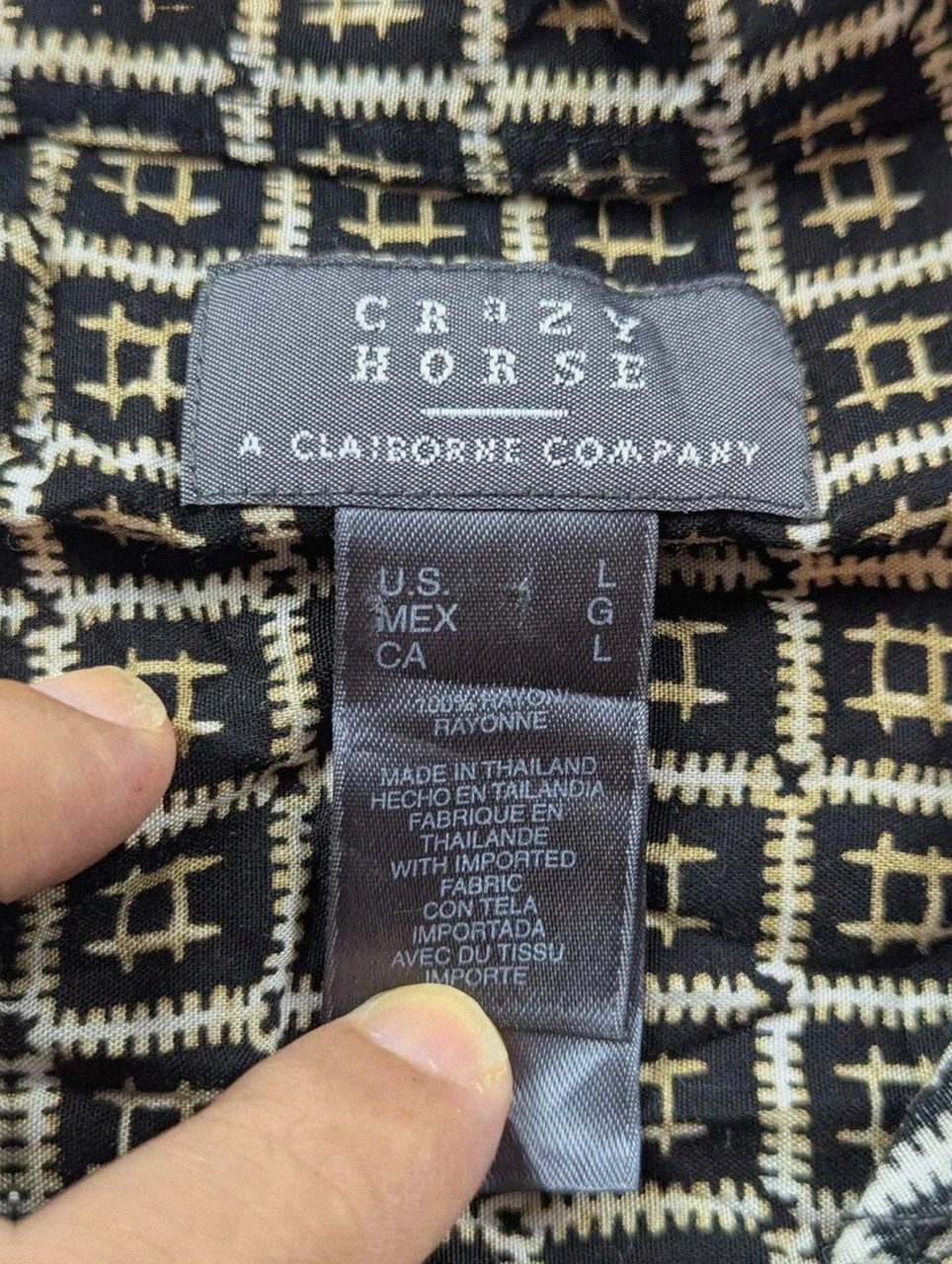 Chemise vintage Crazy Horse 90s géométrique crazy pattern all over rayon L – Crazy Horse Craft – taille L 4
