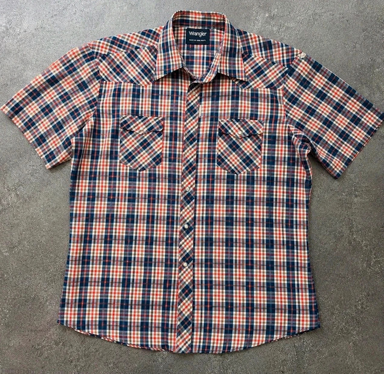 Chemise western vintage carreaux cowboy Wrangler Western Shirts taille env. L