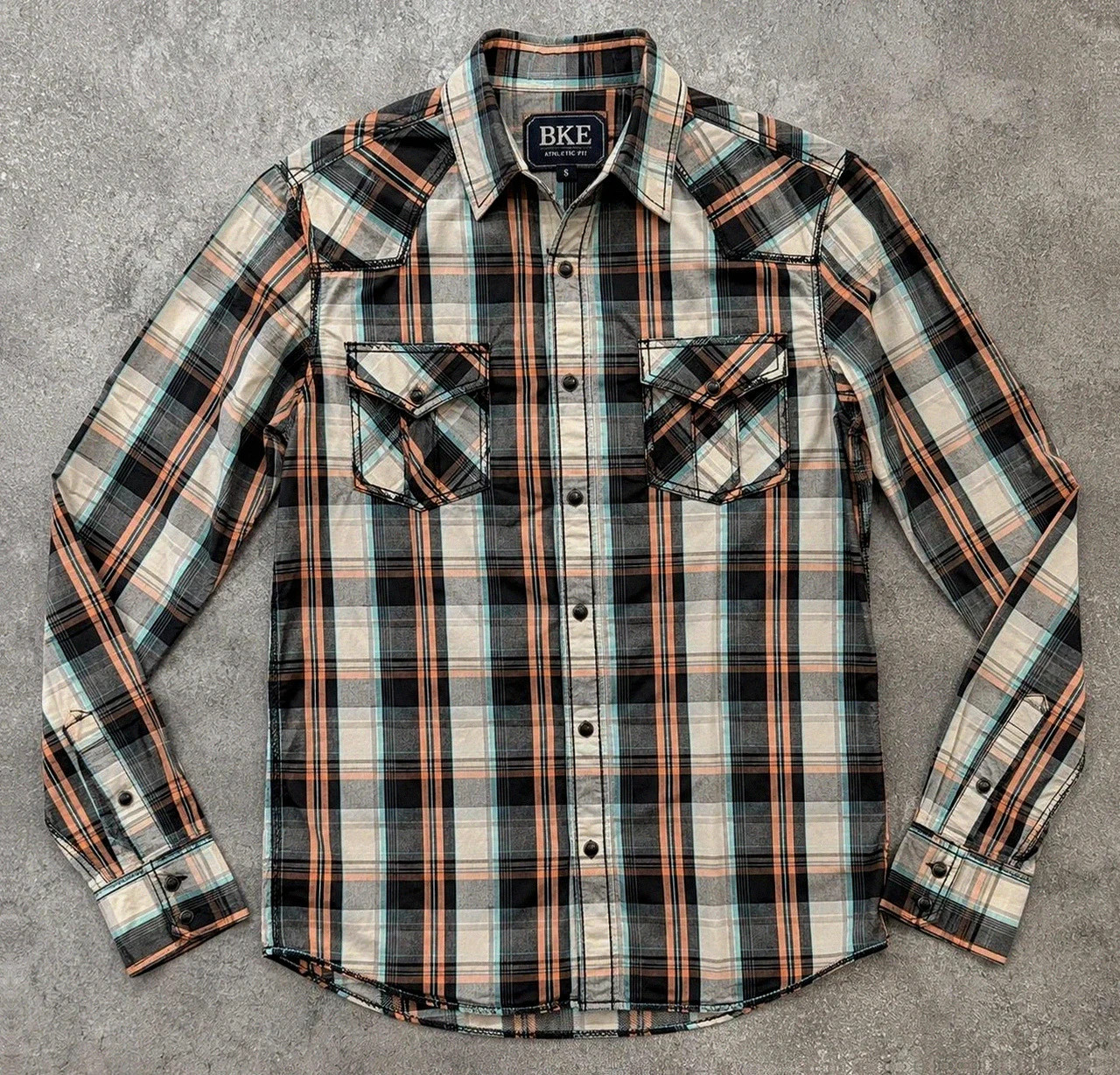 Chemise à carreaux Bke Athletic Fit multicolore western Americana S