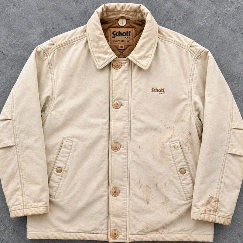 Schott Nyc veste workwear vintage XXL canvas Hollofil II patinée utility jacket