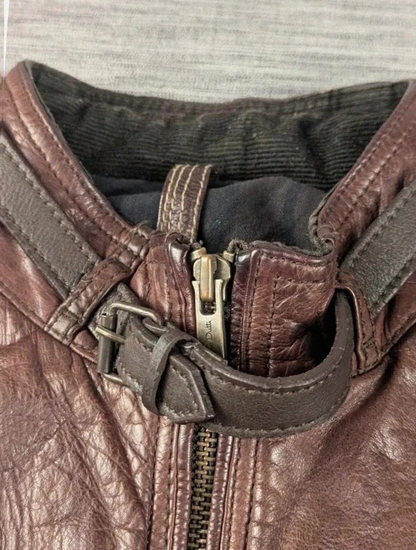Blouson cuir de bœuf marron Massimo Dutti style motard aviateur vintage taille Xxl belle patine – Massimo Dutti – taille XXL 3