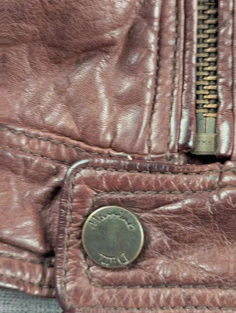 Blouson cuir de bœuf marron Massimo Dutti style motard aviateur vintage taille Xxl belle patine – Massimo Dutti – taille XXL 4