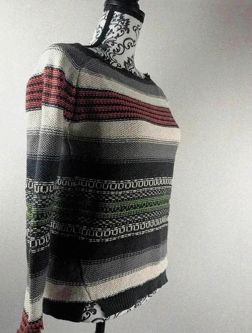 Pull rayé multicolore Maje modèle ondine coupe ajustée maille épaisse Coton fibre naturelle S – Maje – taille S / 36 / 8 2