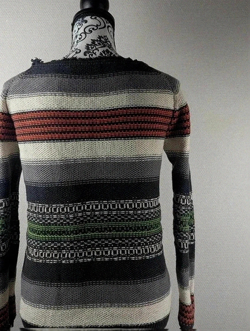 Pull rayé multicolore Maje modèle ondine coupe ajustée maille épaisse Coton fibre naturelle S – Maje – taille S / 36 / 8 3