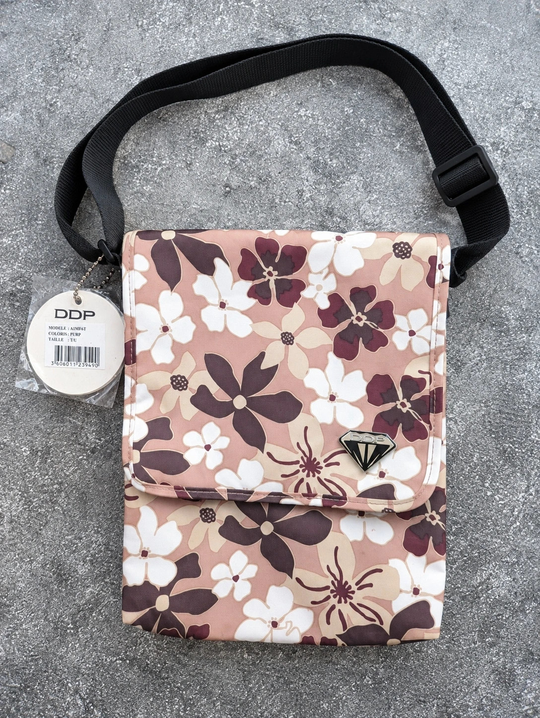Sacoche bandoulière DDP vintage Y2K fleurie rose marron – Neuve avec étiquette