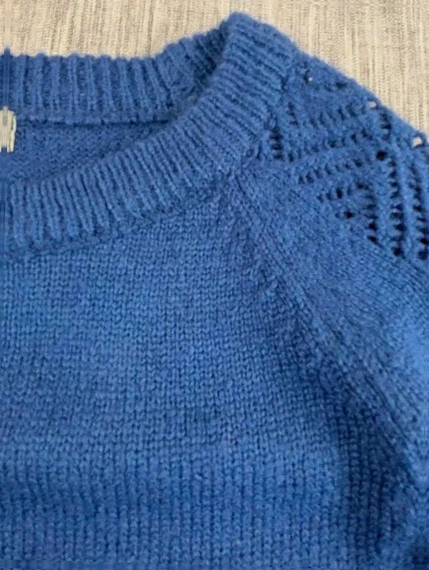 Pull ajouré bleu dentelle manches – Taille 38/40 – Bleu Bonheur 💙 – Bleu bonheur – taille M / 38 / 10 4