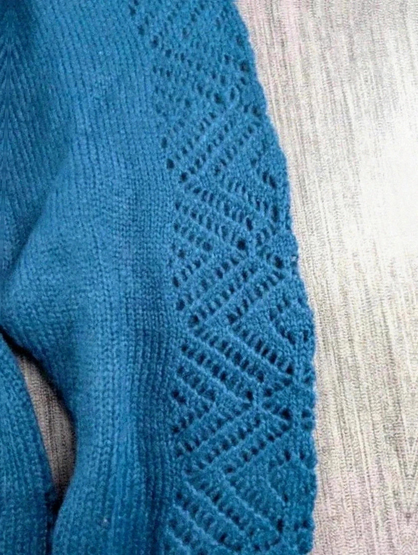 Pull ajouré bleu dentelle manches – Taille 38/40 – Bleu Bonheur 💙 – Bleu bonheur – taille M / 38 / 10 3