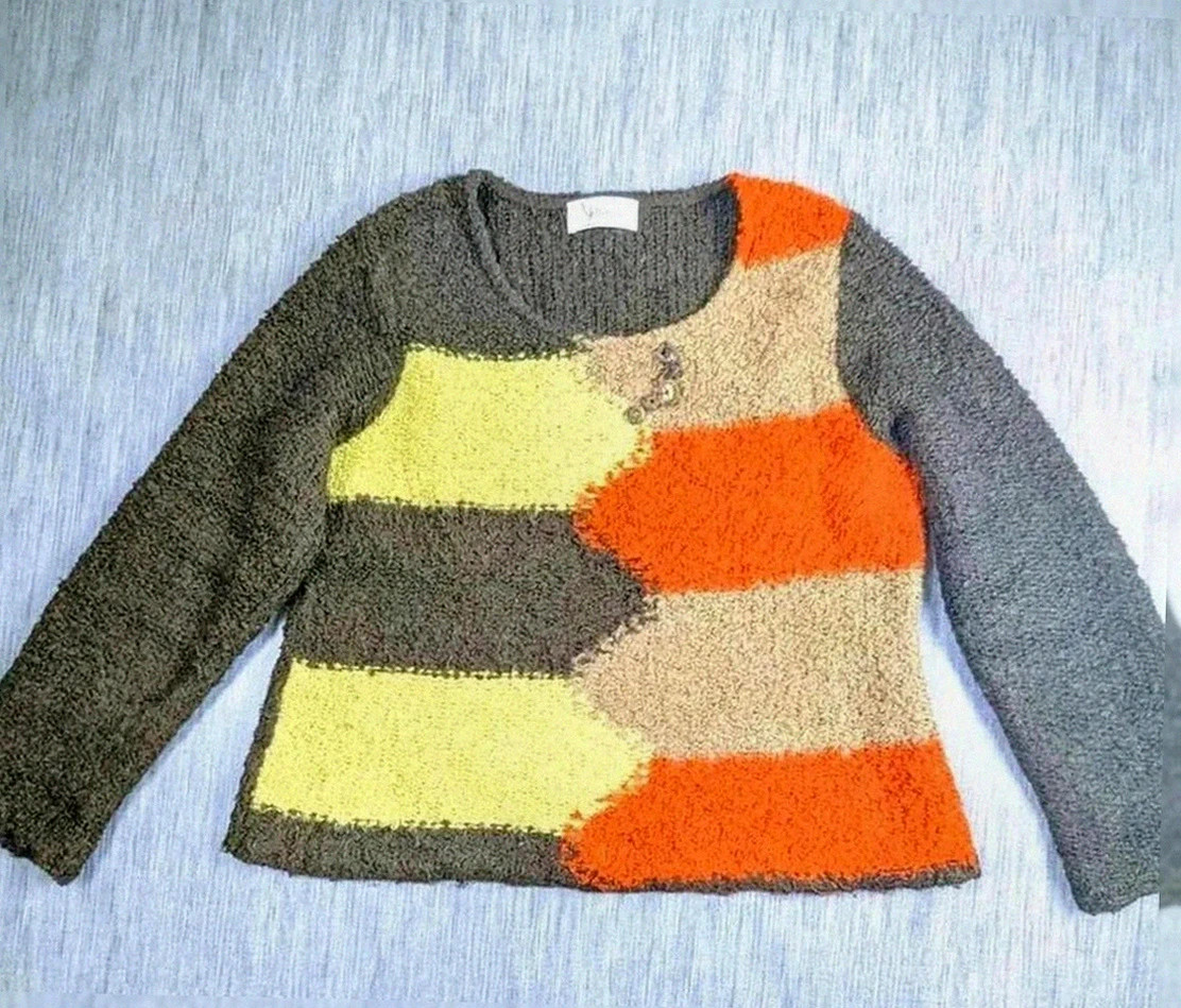 Pull Affinités by Armand Thiery – Maille bouclette multicolore crazy avec détail noix de coco