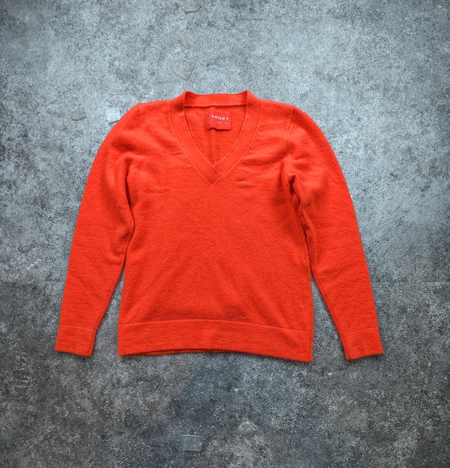 Devernois Sport – Pull 100 % cachemire rouge orangé col V – Taille 0 XS/S vintage – DEVERNOIS – taille XS 2