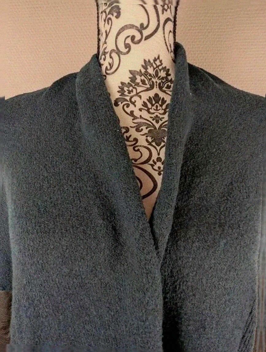 Manteau Maje taille 1 laine et cuir d’agneau bleu foncé élégant hiver luxe – Maje – taille M / 38 / 10 4