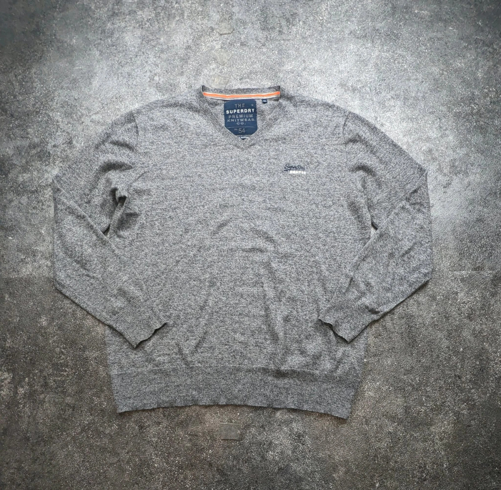 Pull Superdry Premium Knitwear gris chiné col V coton cachemire XL – Casual chic preppy – Superdry – taille XL 2