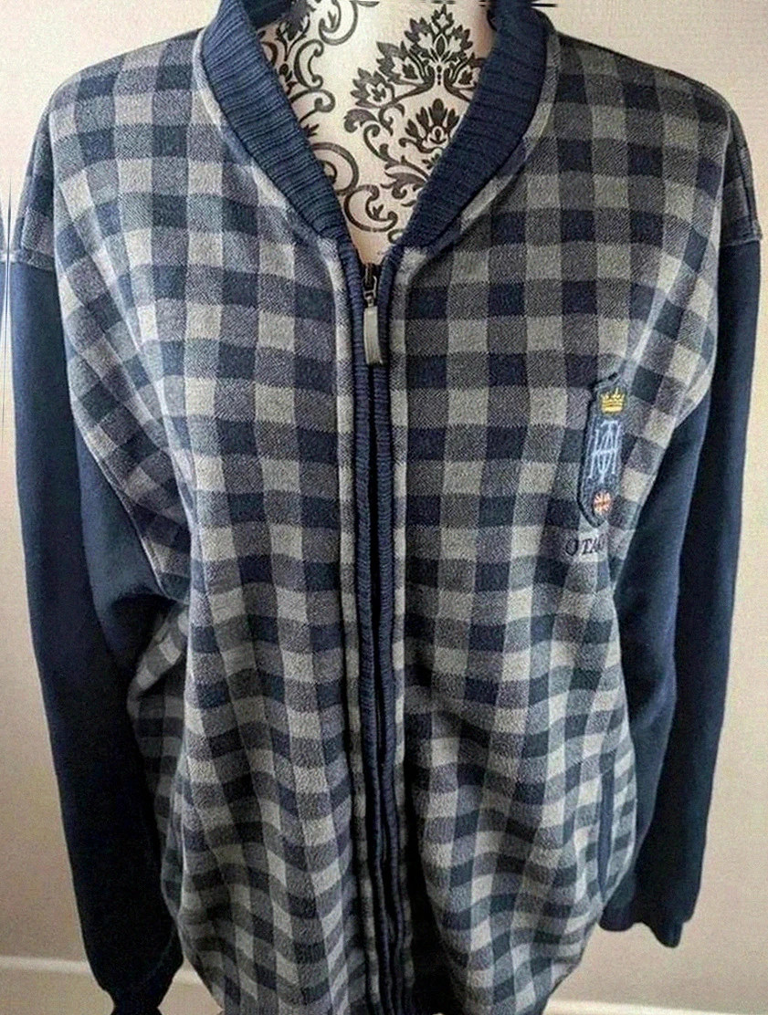 Gilet zippé Otago – Xxl – Motif damier – Style rugby bleu marine