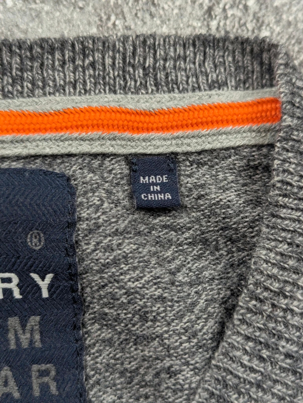 Pull Superdry Premium Knitwear gris chiné col V coton cachemire XL – Casual chic preppy – Superdry – taille XL 4