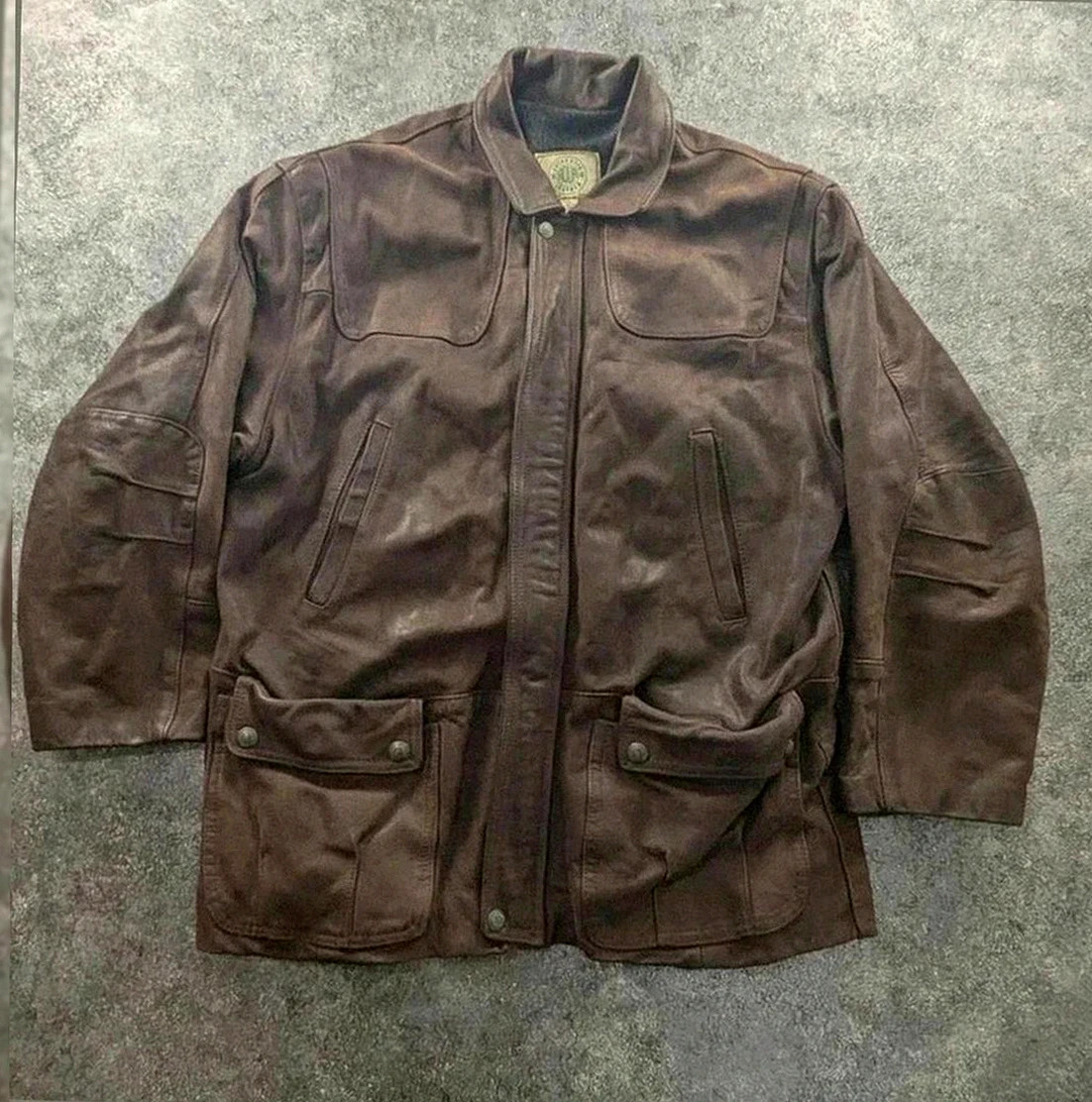 Field jacket Aqua Leather en cuir brun – fabrication française – taille 50 / 3 vintage dressing
