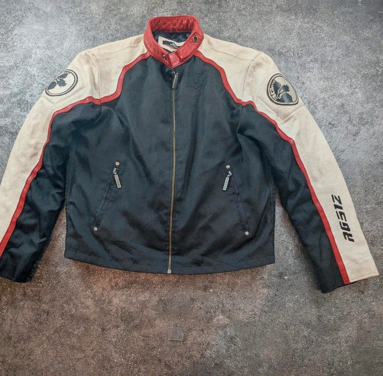Veste biker moto racing RG512 cuir véritable Y2K noir rouge crème taille L – RG512 – taille L 2