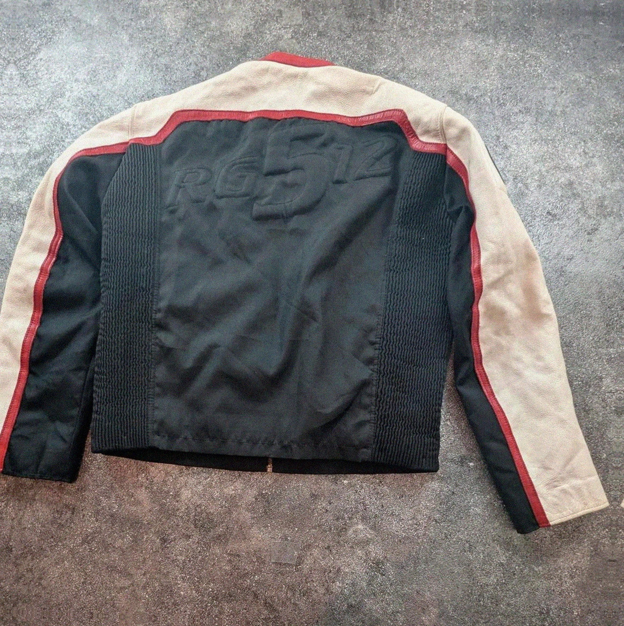 Veste biker moto racing RG512 cuir véritable Y2K noir rouge crème taille L – RG512 – taille L 3