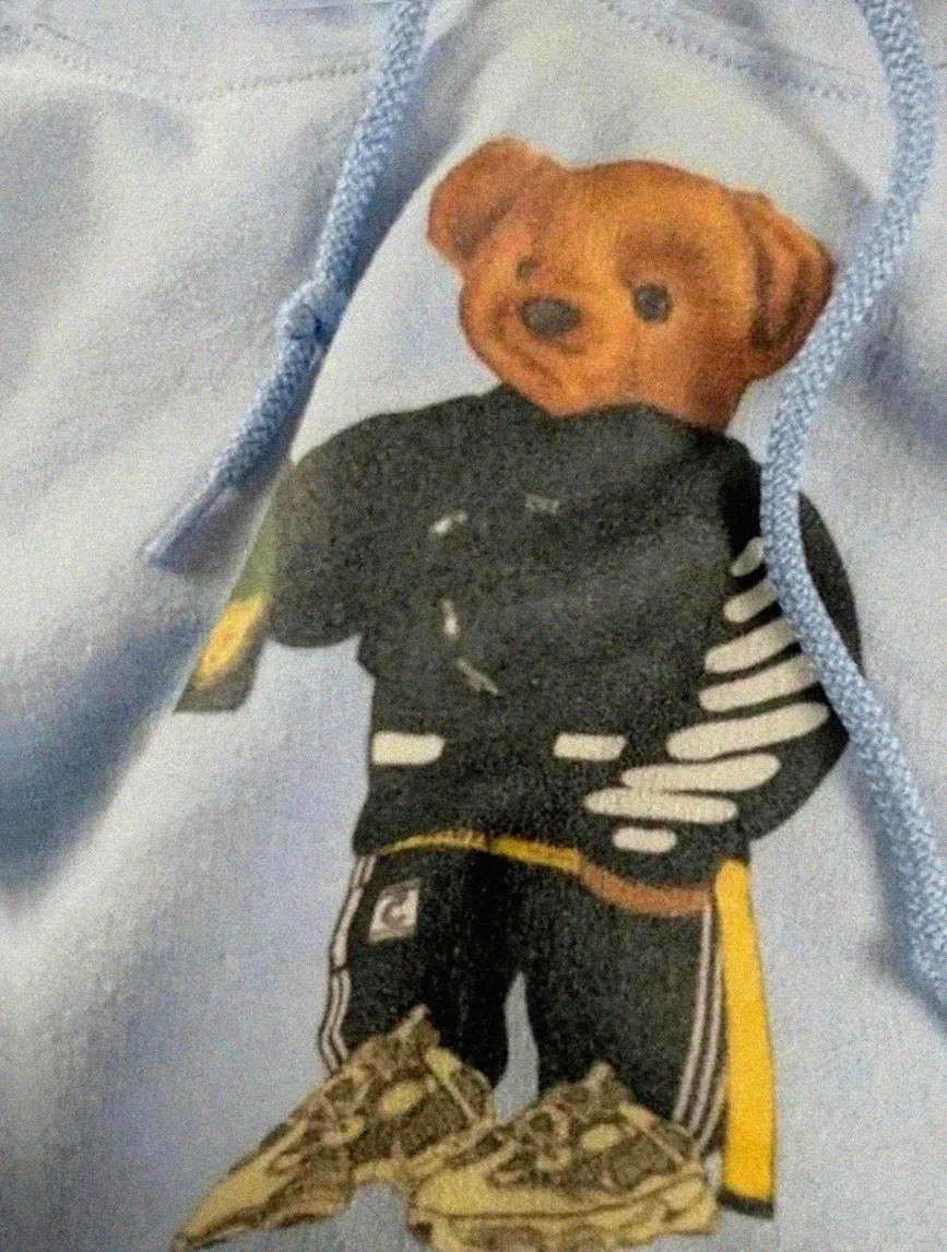 Sweat à capuche Gildan vintage heavy Blend– teddy bear print – bleu clair – taille S/M – Gildan – taille M 3
