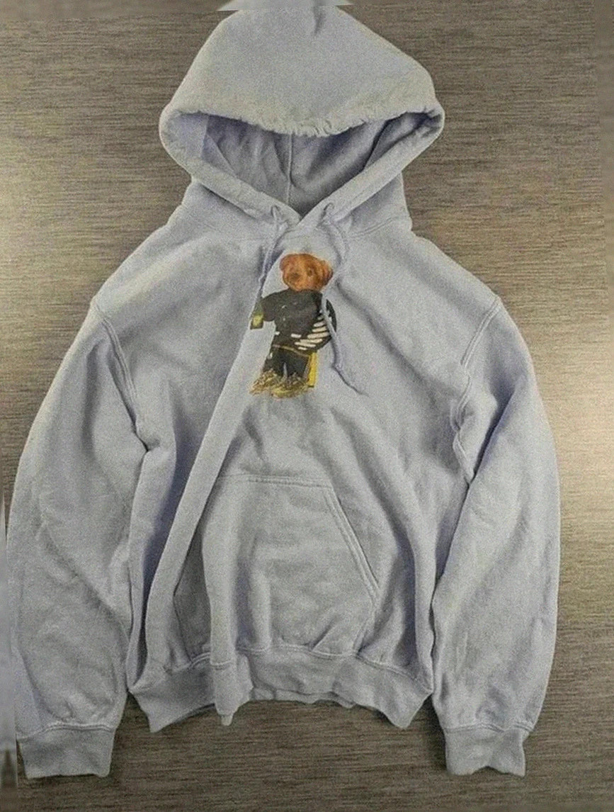 Sweat à capuche Gildan vintage heavy Blend– teddy bear print – bleu clair – taille S/M