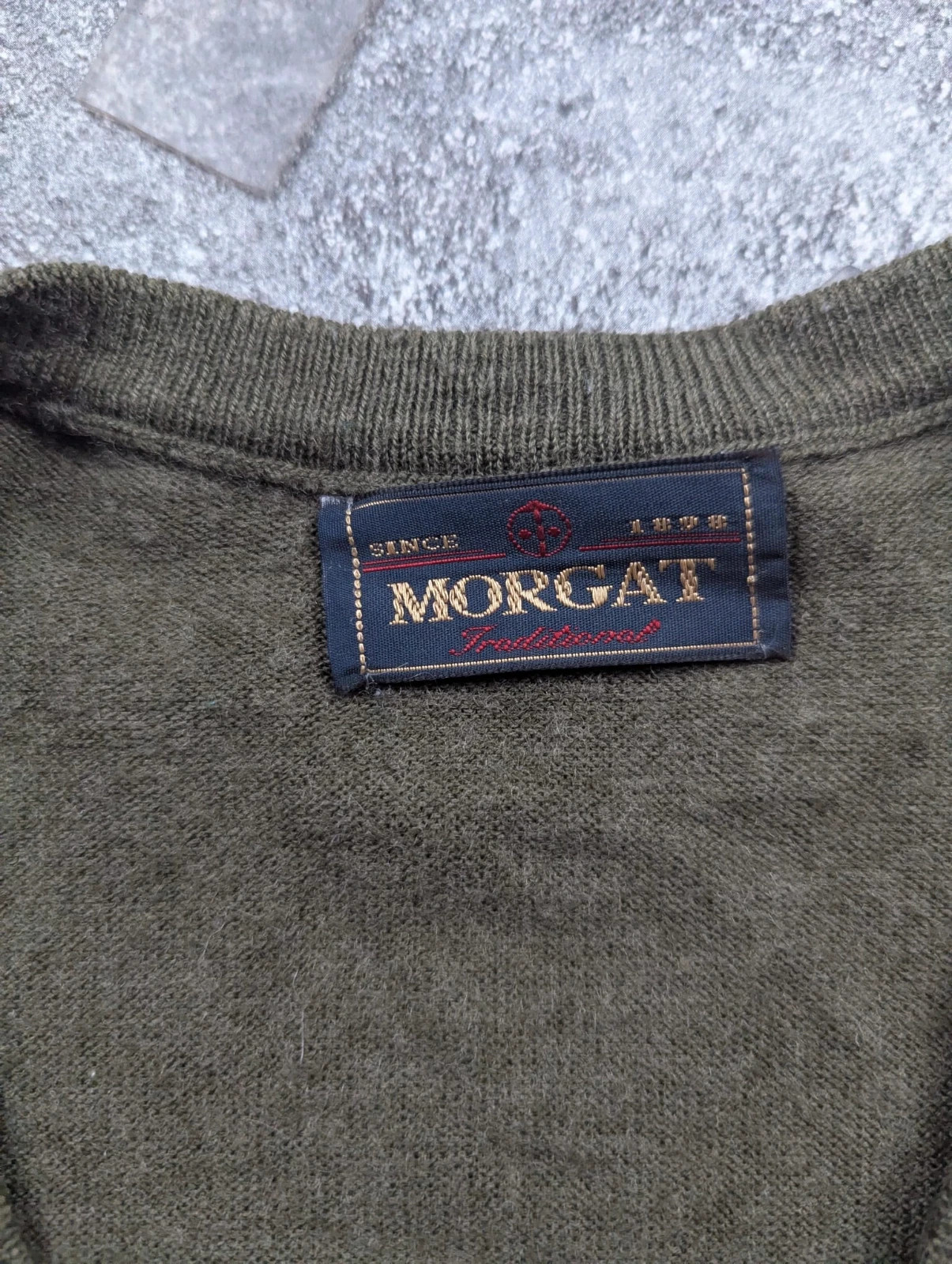 Morgat Traditional pull vintage Argyle laine mérinos kaki XL style Old Money preppy british – Vintage Dressing – taille XL 3
