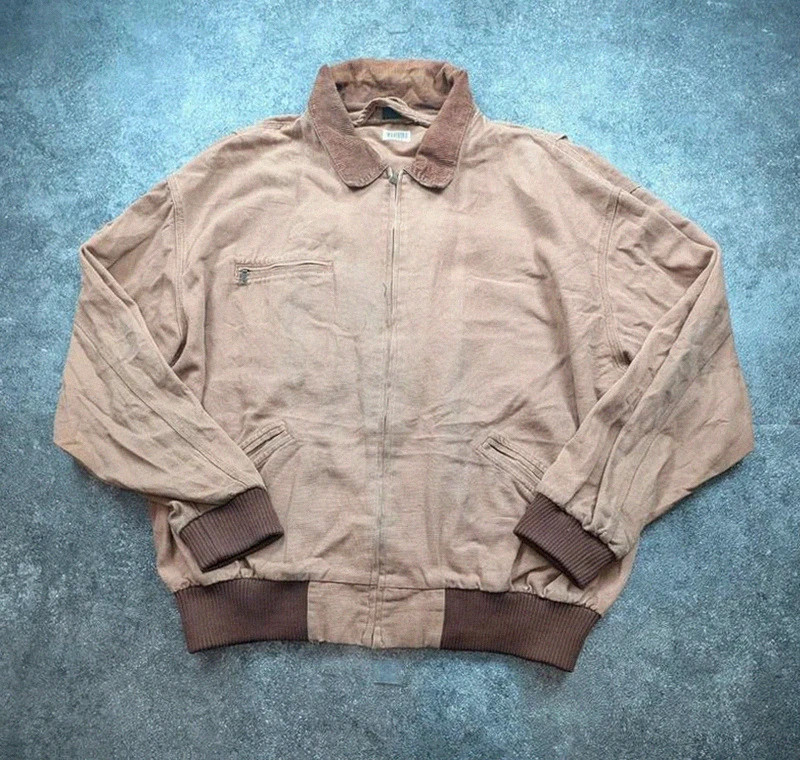 Veste workwear vintage XXL XL – Eisenhower bomber canvas col velours – beige – WORKWEAR – taille XXL 2