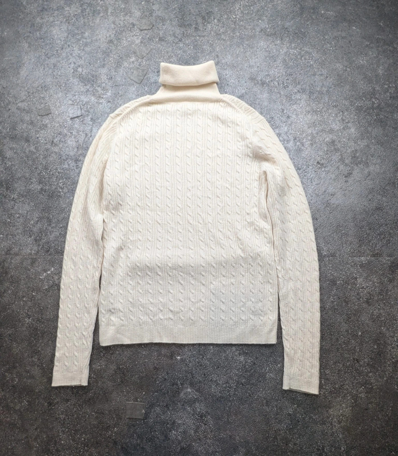 Uniqlo pull col roulé Aran maille torsadée écru laine cachemire M style Old Money chic – Uniqlo – taille M / 38 / 10 3
