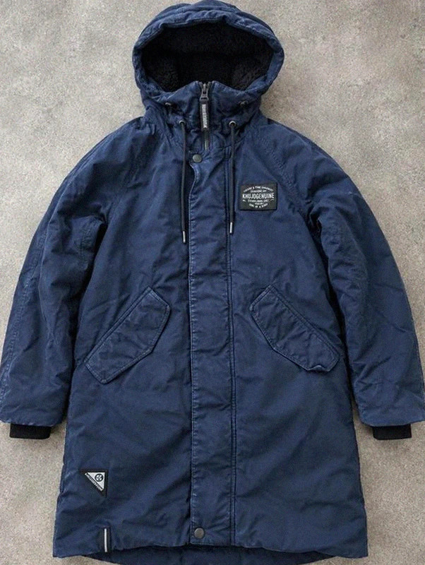 Parka Khujo Genuine Hook2 M bleu marine – doublée chaude Utility Outdoor Y2K