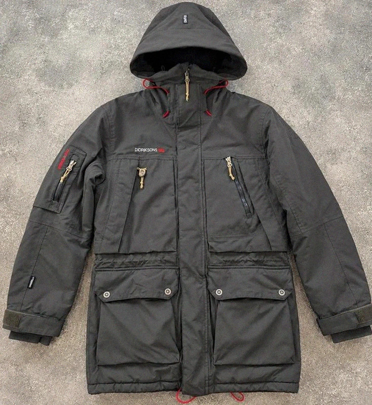 Parka Didriksons 1913 Dry5 S/M – veste technique outdoor grise à capuche