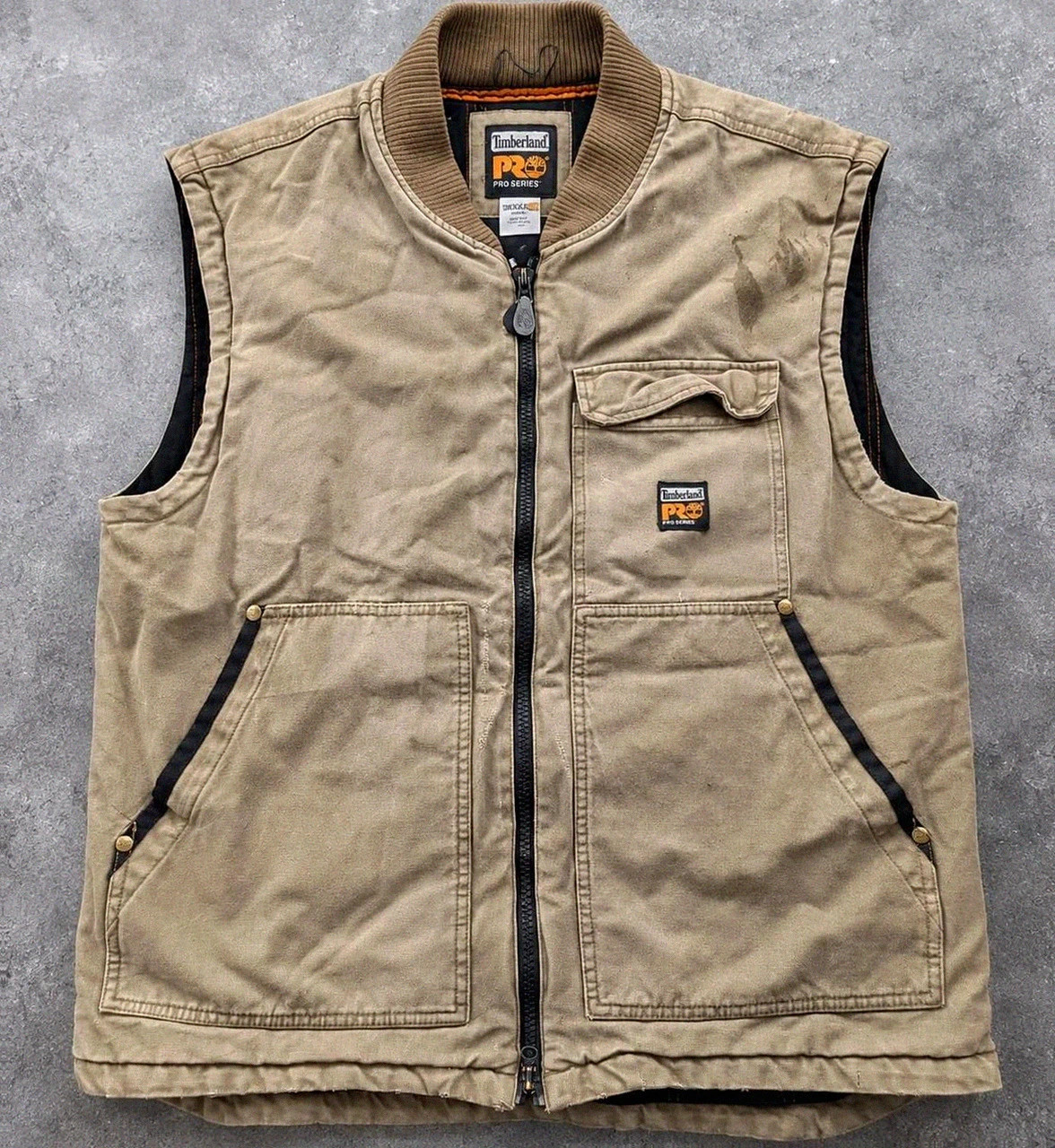Timberland Pro Series gilet workwear canvas vintage 2009 XL patiné