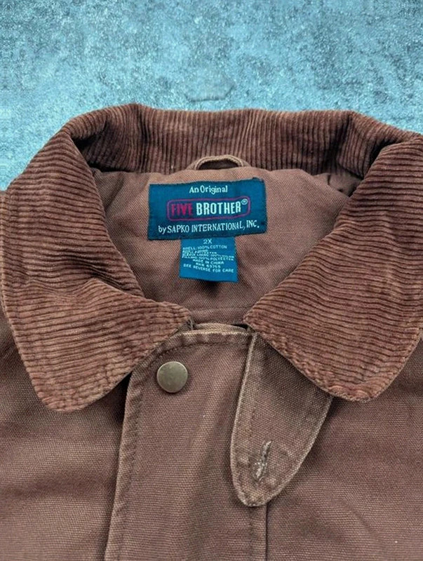 Five Brother Field Jacket Chore Coat Workwear 2XL marron col velours doublée vintage – WORKWEAR – taille XXL 4