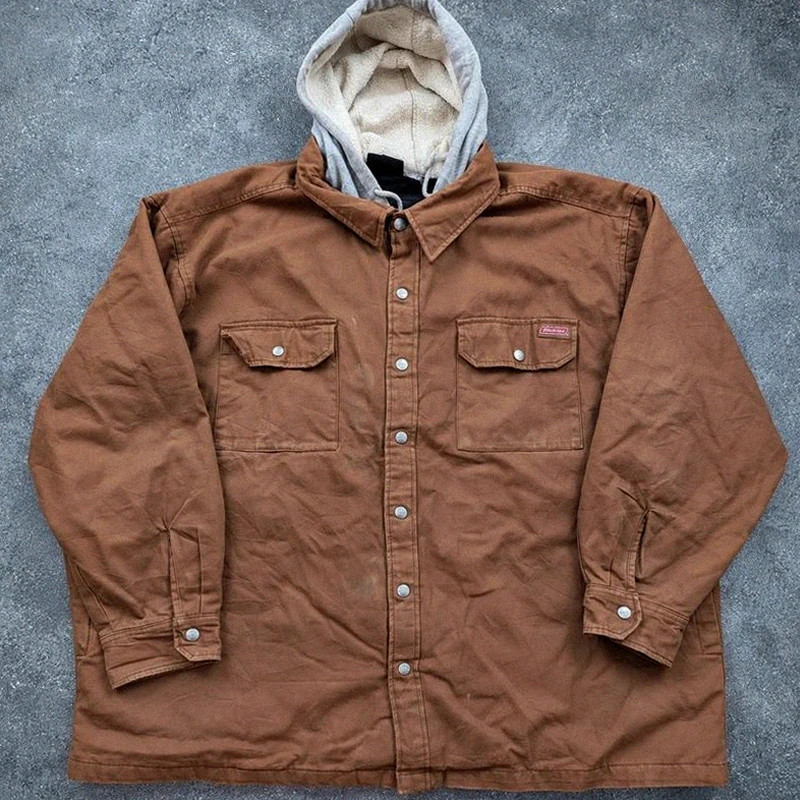 Dickies veste workwear vintage marron canvas doublée capuche XXL oversize