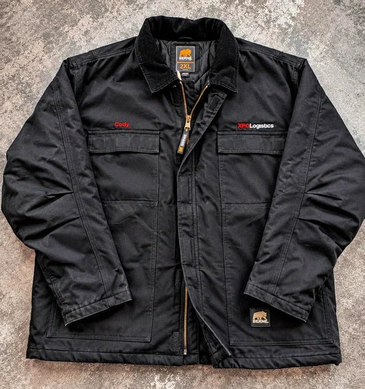 Berne Workwear veste Chore Coat matelassée noire 2XL col velours Xpo Logistics