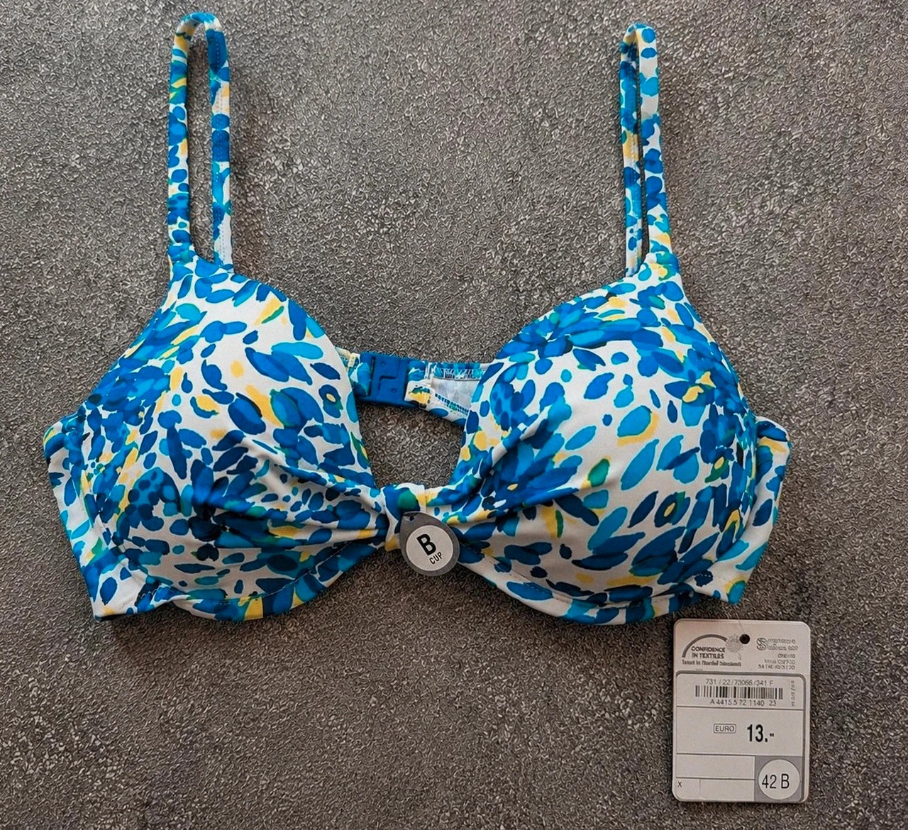 Haut de bikini push-up floral bleu Rodeo taille 42B neuf