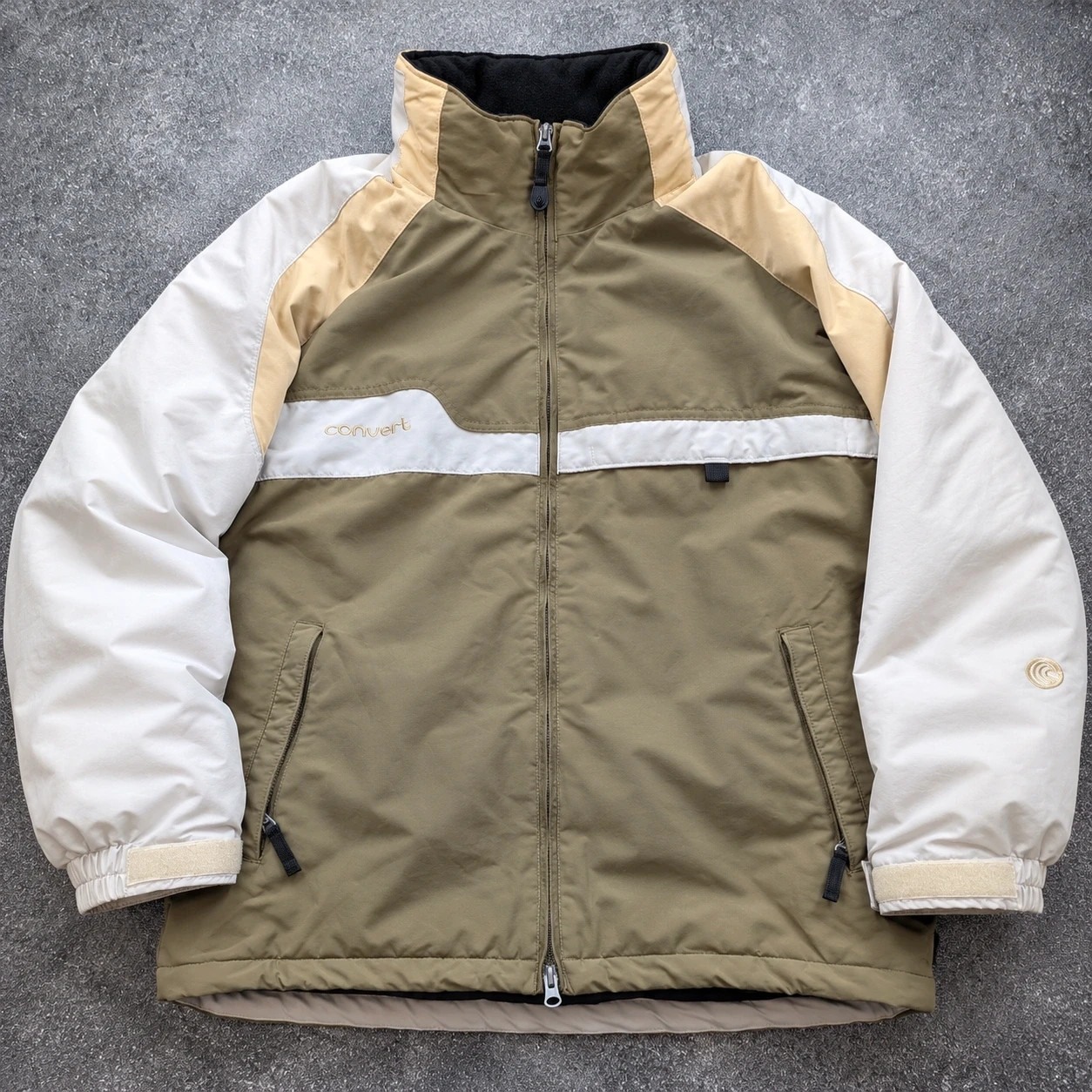 Columbia Convert veste de ski rétro Y2K kaki beige blanc XXL oversize