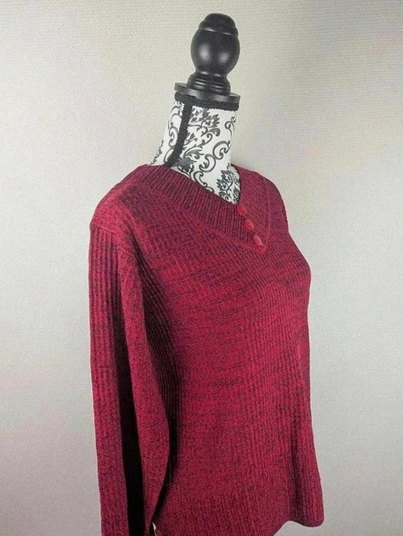 Pull rouge Bleu Bonheur – maille côtelée boutons – taille 48Correspond xl🧵 – Bleu bonheur – taille XL / 42 / 14 2