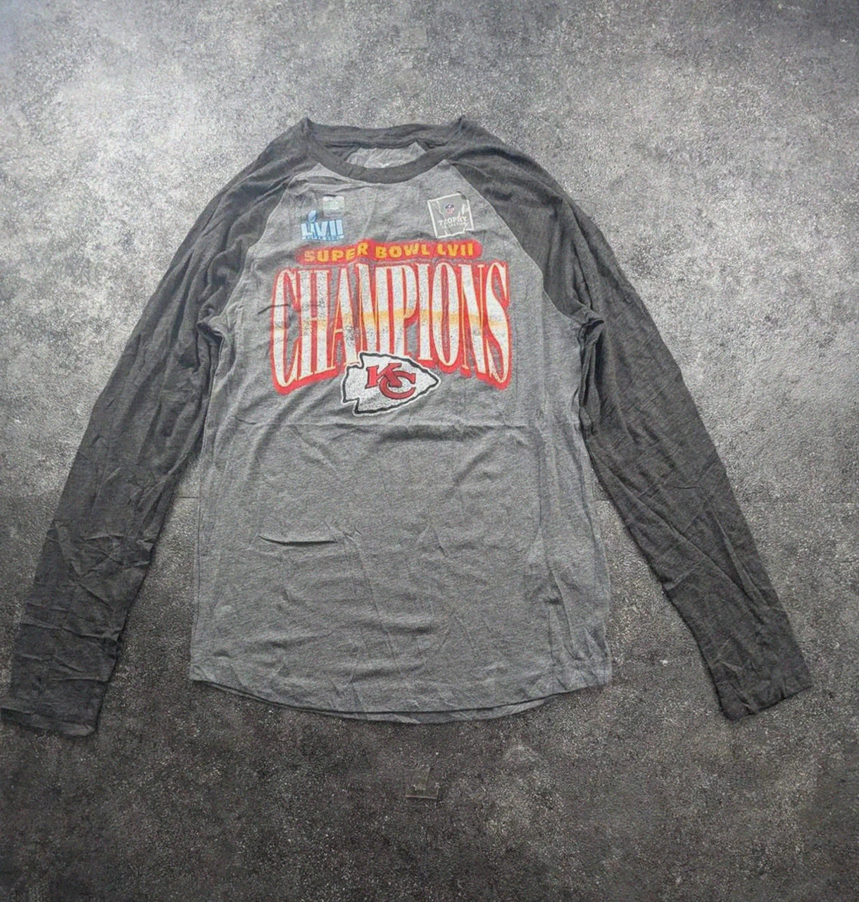 T-shirt nfl kansas city chiefs gris raglan manches longues super bowl lvii M football – Fanatics – taille M 2