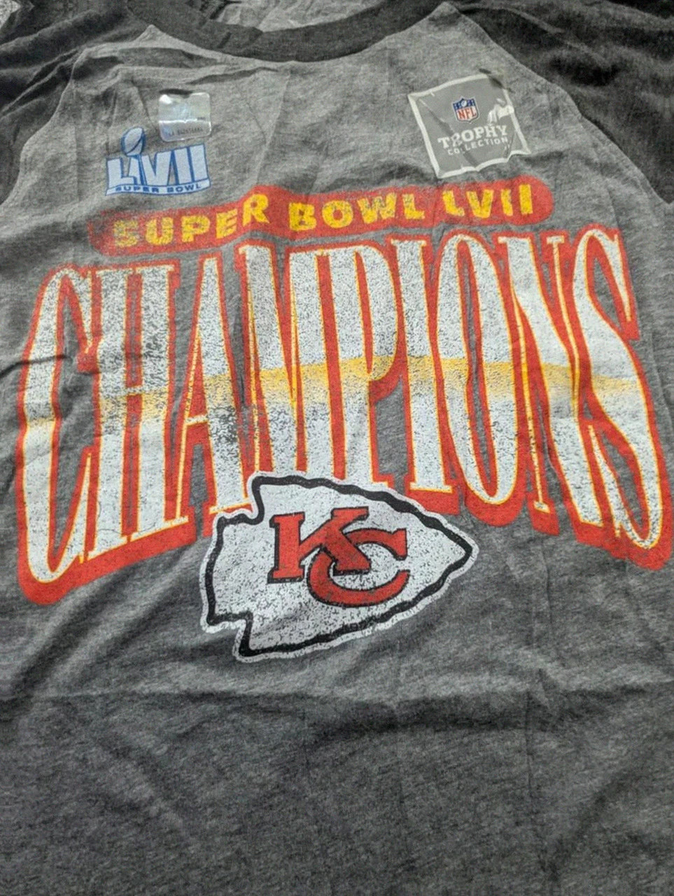 T-shirt nfl kansas city chiefs gris raglan manches longues super bowl lvii M football – Fanatics – taille M 3