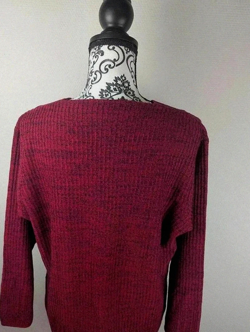 Pull rouge Bleu Bonheur – maille côtelée boutons – taille 48Correspond xl🧵 – Bleu bonheur – taille XL / 42 / 14 3