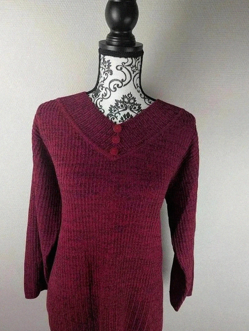 Pull rouge Bleu Bonheur – maille côtelée boutons – taille 48Correspond xl🧵