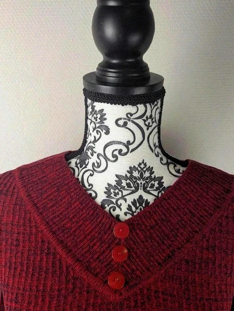 Pull rouge Bleu Bonheur – maille côtelée boutons – taille 48Correspond xl🧵 – Bleu bonheur – taille XL / 42 / 14 4