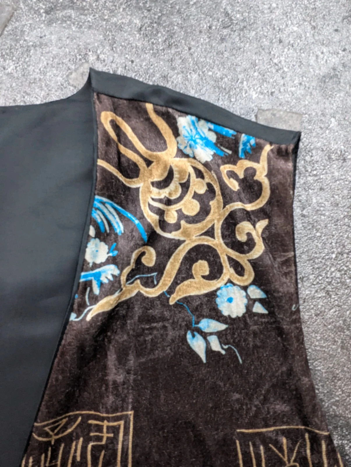 Gilet velours dragons asiatiques Made in France marron bleu doré vintage Y2K japan style – Japan Style – taille Taille unique 4