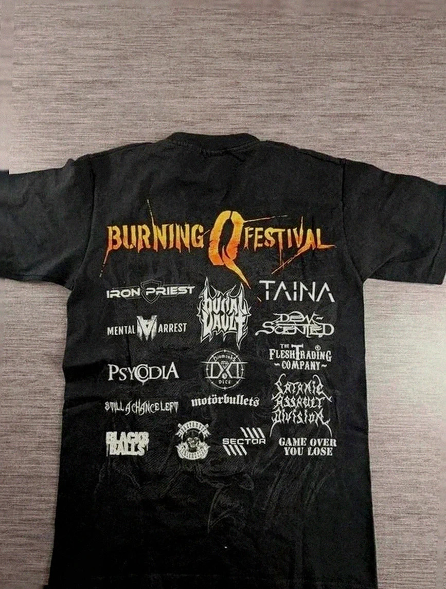 T-shirt merch Burning Q Festival 2016 noir print hardcore metal hard rock Fruit of the Loom S/M – Fruit of the Loom – taille S 2